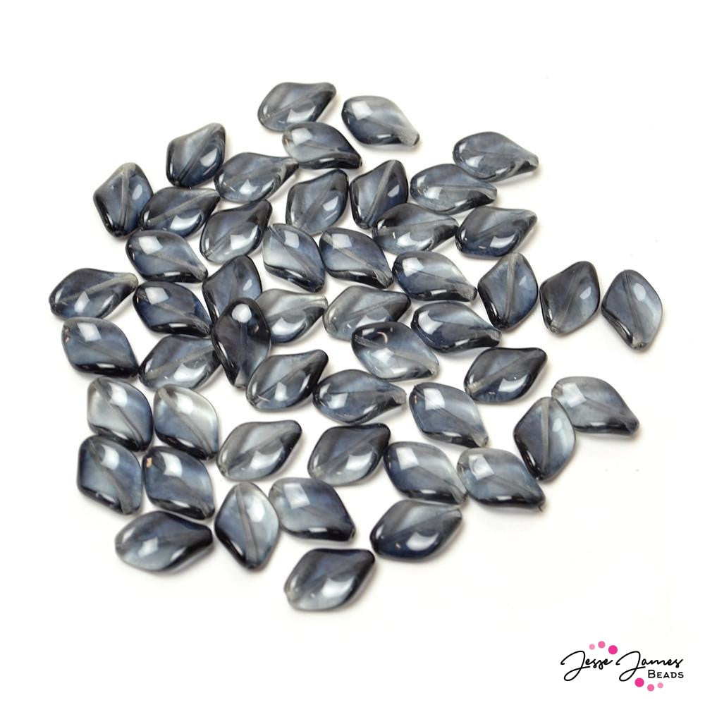 Grey Smokey Twisted Czech Beads 19/13 mm 50 pieces