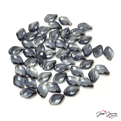 Grey Smokey Twisted Czech Beads 19/13 mm 50 pieces