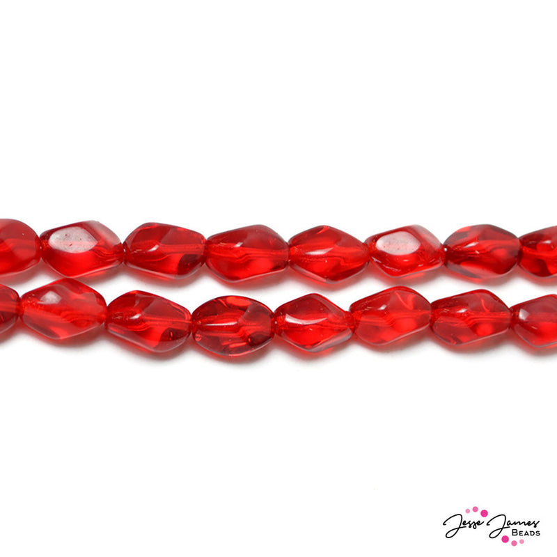 Ruby Red Baroque Twisted Beads 13x9 mm 50 pieces