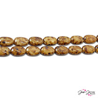 Brown Agate Oval Czech Glass Beads