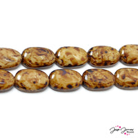 Brown Agate Oval Czech Glass Beads 14x8 mm 50 pieces