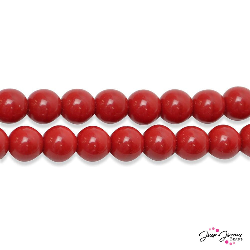 Cherry Red Durk Czech Round Glass Beads
