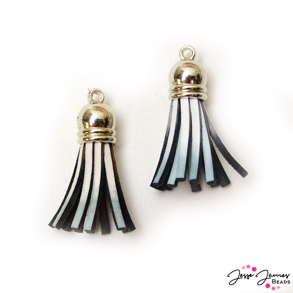 Tassel Pair in Dip Dyed Skeleton Black & White