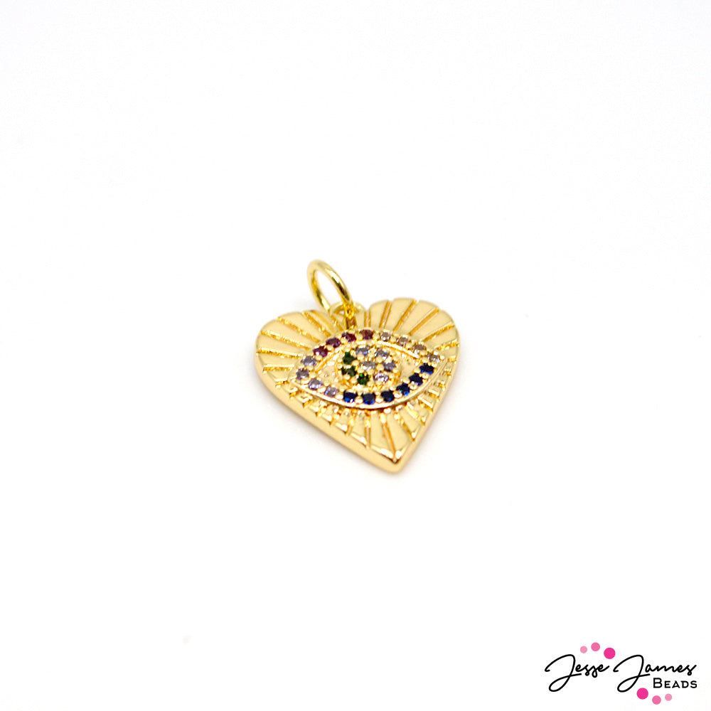 Golden Drop Rhinestone Eye Pendant