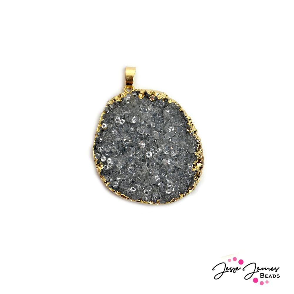 Faux Druzy Grey Pendant