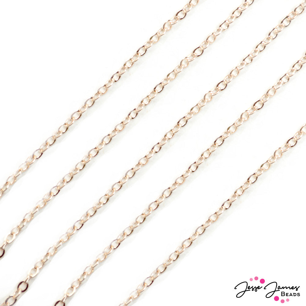 Flat Oval Cable Chain in Rose Gold