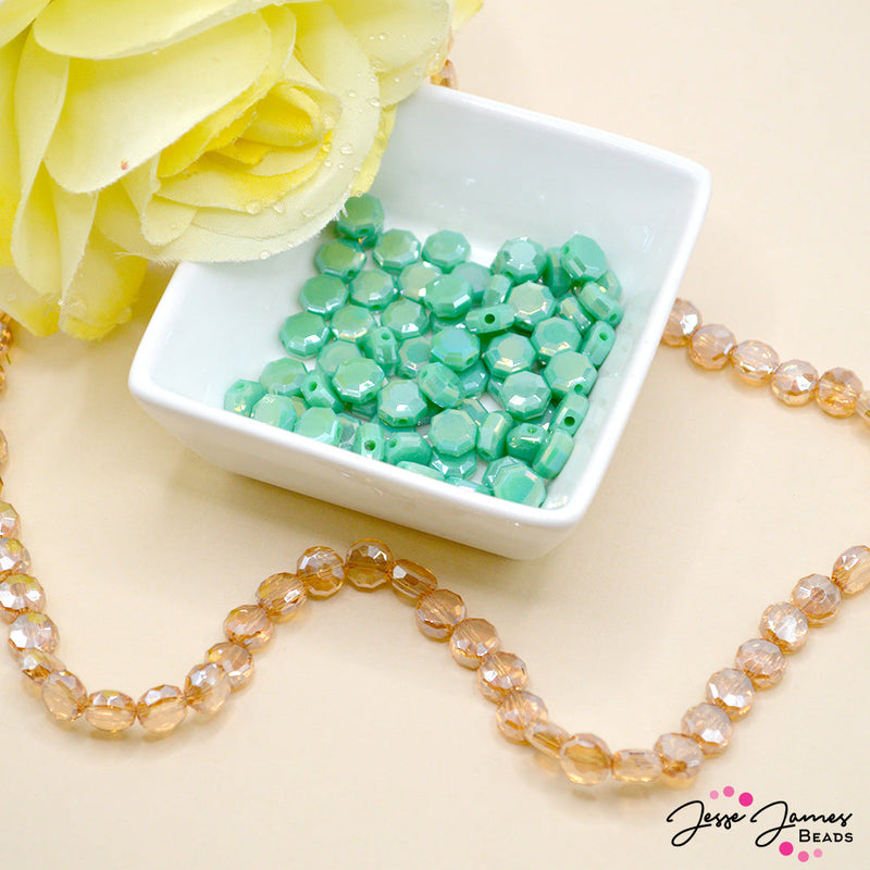 Spring Glass Table Cut Hexigon Beads