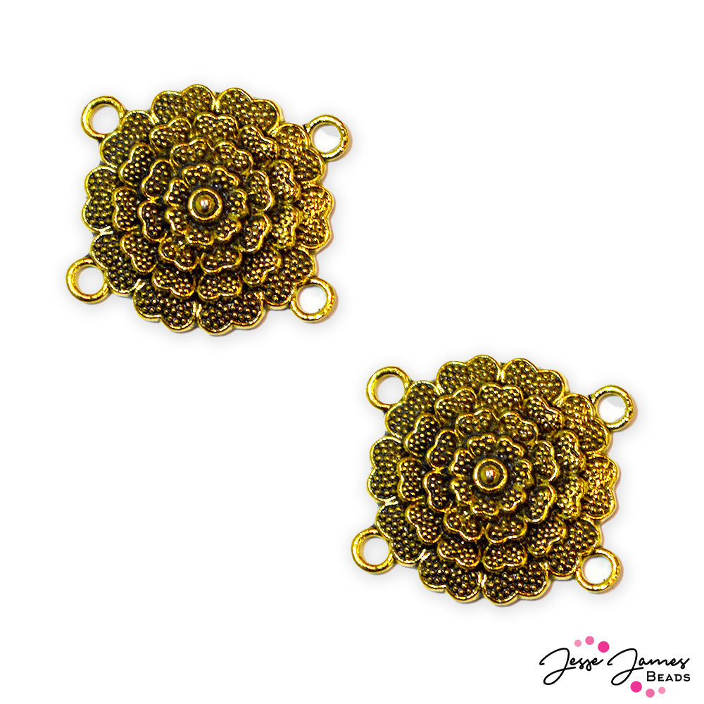Goddess Connector Pendant Pair in Flowers from Hua Hsien