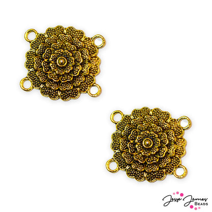Goddess Connector Pendant Pair in Flowers from Hua Hsien