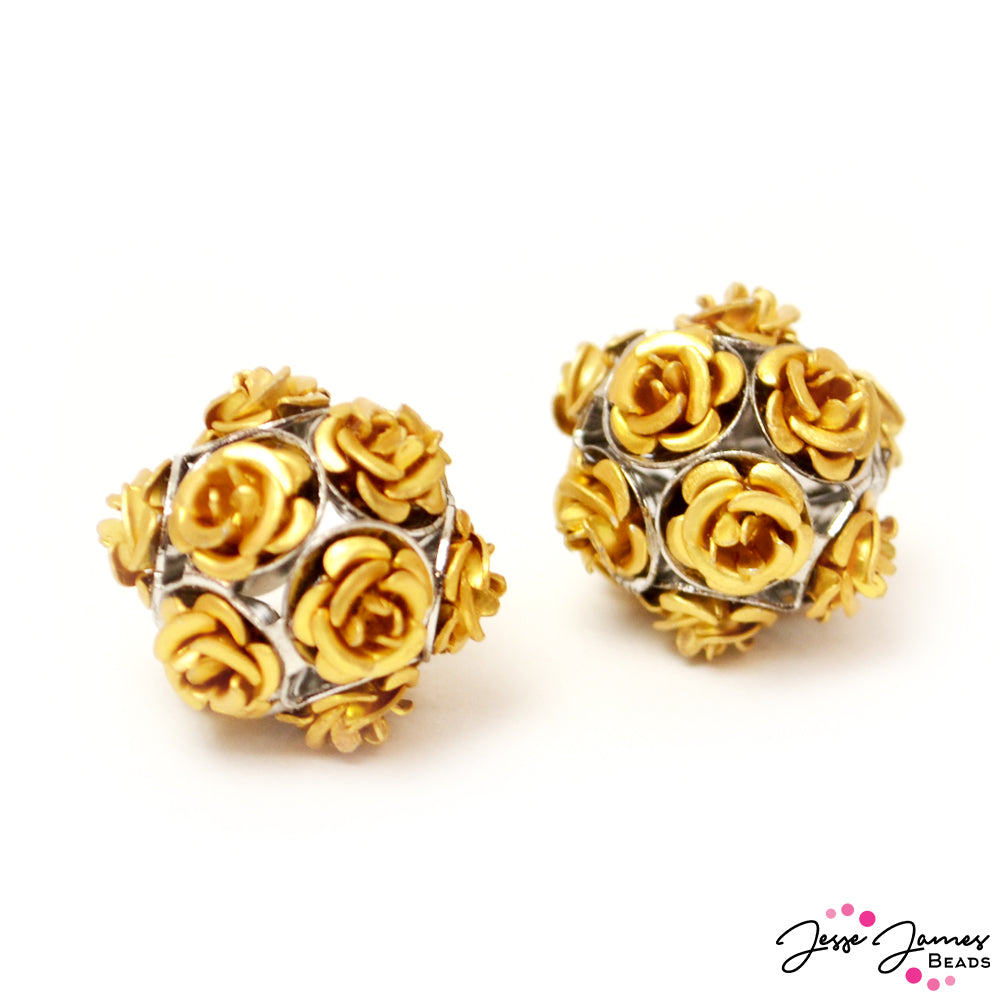 Feeling Rosy Golden Bead Pair