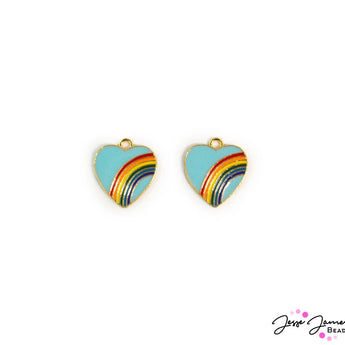 Enamel Charm Pair in Rainbow Sky