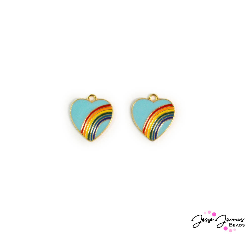 Enamel Charm Pair in Rainbow Sky