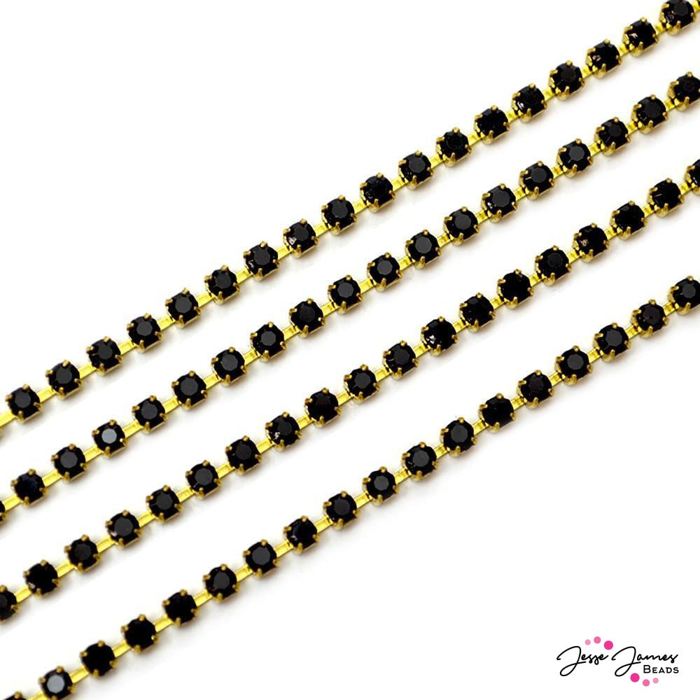 Cup Chain Preciosa Jet Black & Gold