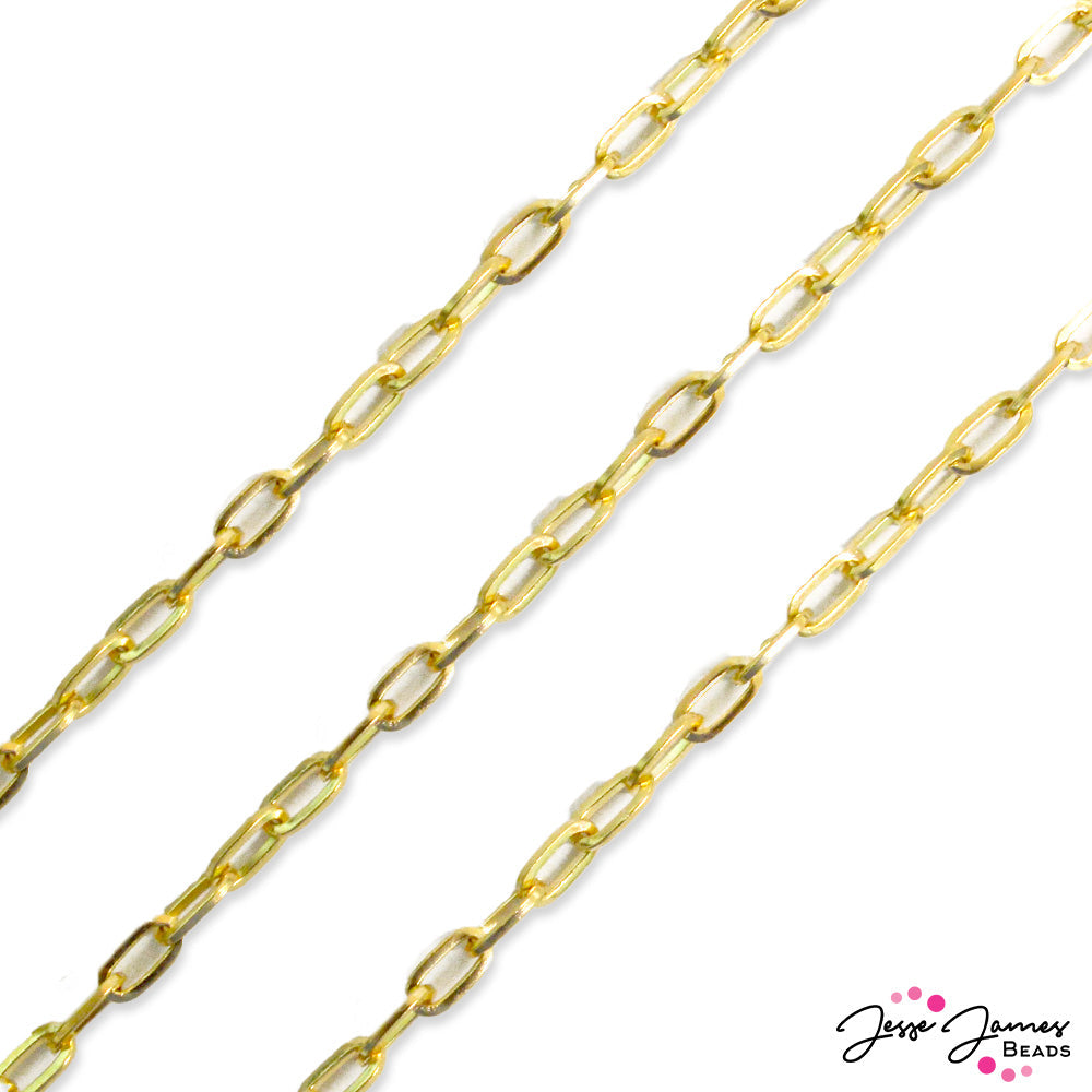 Dainty Paperclip Style Chain in Gold