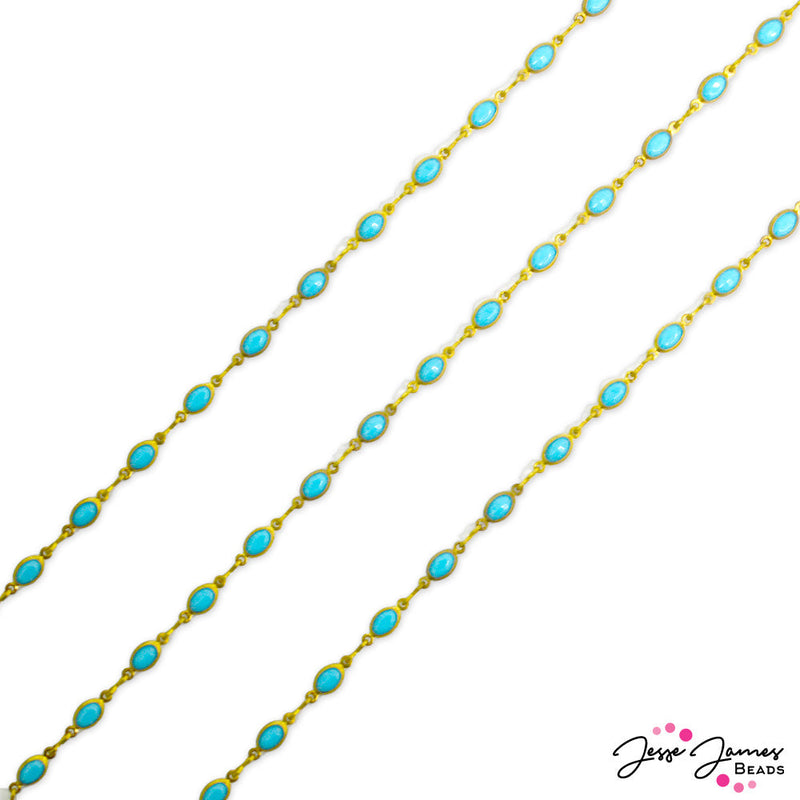 Brass Chain in Turquoise Sparkle