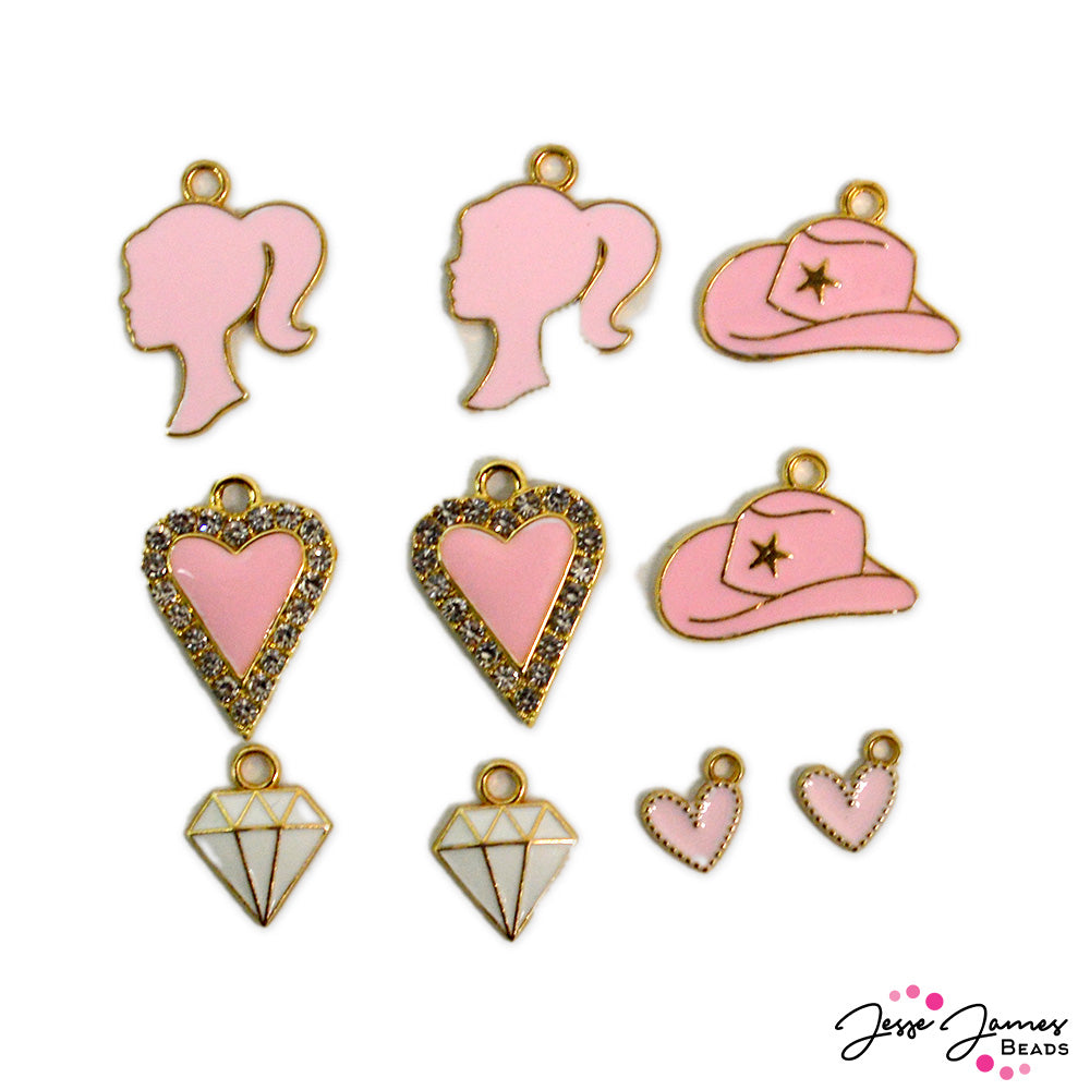 Gold Barbie Girl Heart Charm