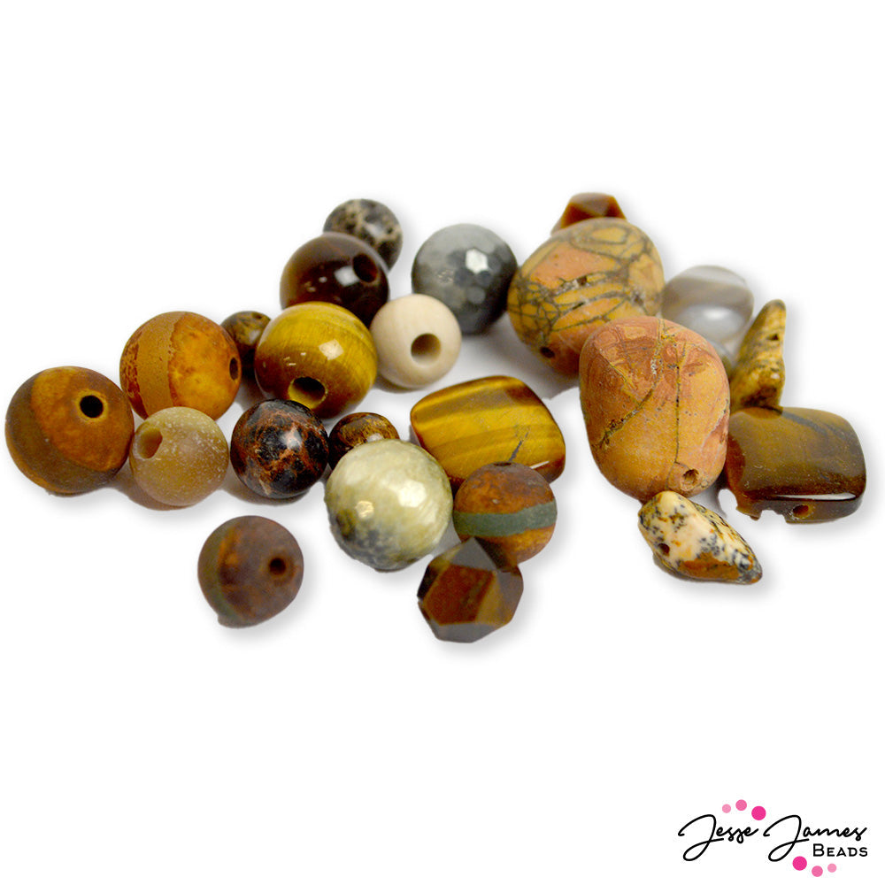 Stone Large Hole Bead Pair in Tiger's Eye - Jesse James Beads