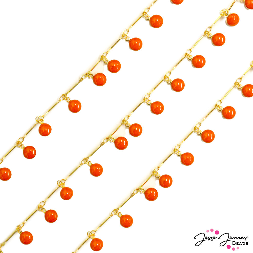 JJB Enamel Dangle Chain in Red Orange