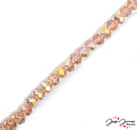 Super flashy peach beads are bright, beautiful and blend perfectly with JJB Goddess Bead Mixes. Get a set of 72 pieces per order. Jewelry designs for days! Beads measure 8mm x 6mm.