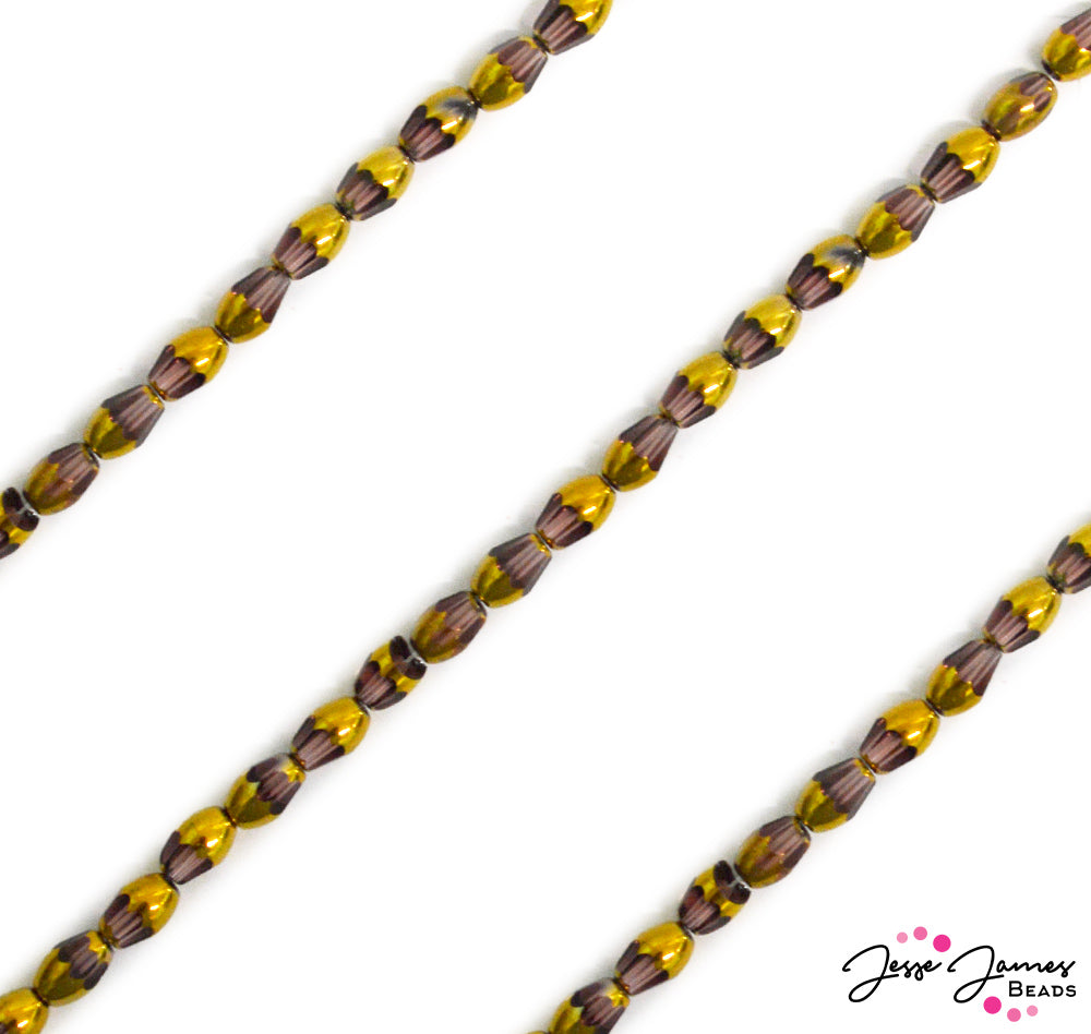 JJB Glass Bead Strand in Golden Egg