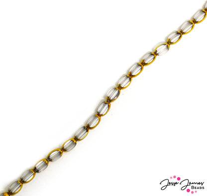 For the glamorous Ghosties. This mini faceted glass oval beads feature a touch of golden trim for an upscale look. Each bead measures 7mm x 4mm x 3mm. Approx. 50 beads on a strand.