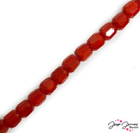 Take a bite out of these juicy red beads! For those who do bold, this red bead is for you. This opaque baddie bead is barrel shaped with mega facets. Approx 50 beads per string. Each bead measures 9mm x 10mm. Approx.