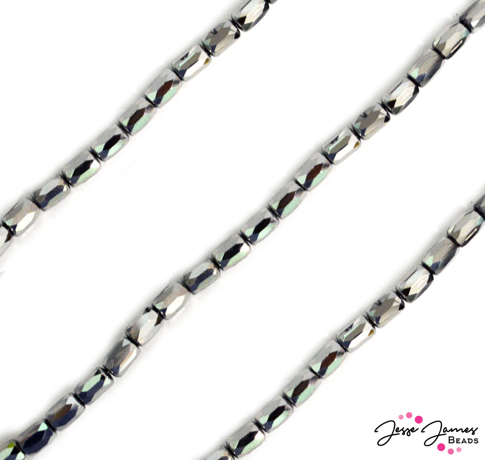 JJB Glass Bead Strand in Silver Surfer