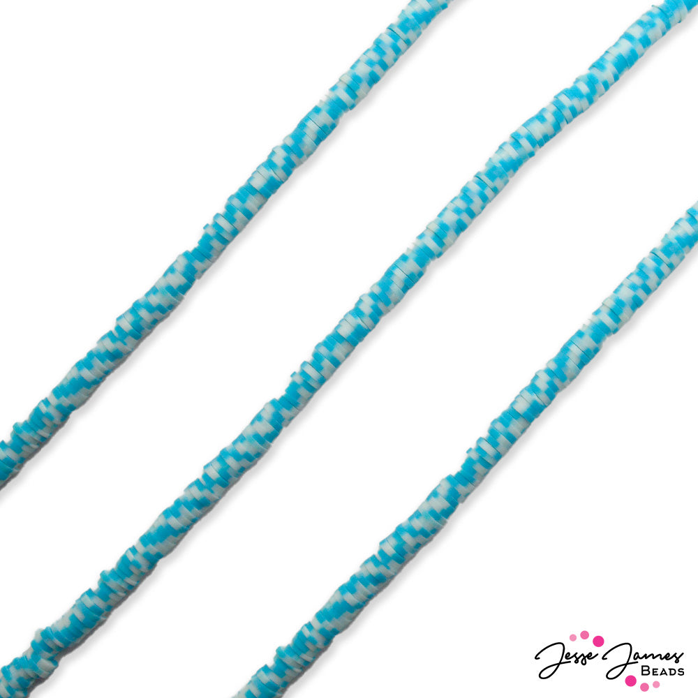 JJB Heishi Bead Strand in Baby Blue Polka