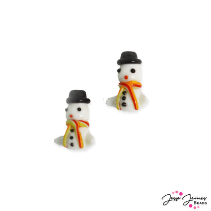 It's Cold Outside Lampwork Snowmen Bead Pair