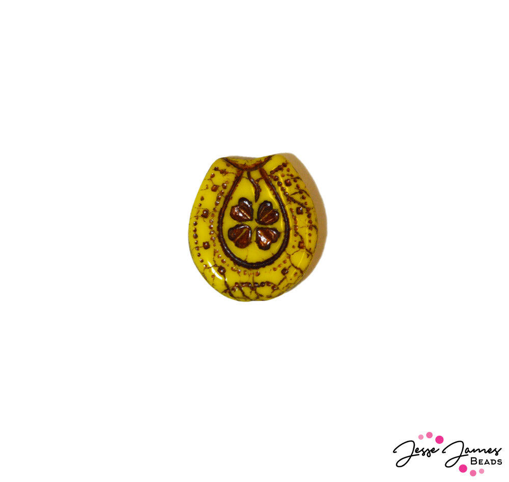 JJB Summer Camp Horseshoe Czech Bead in Yellow