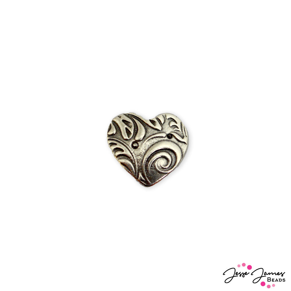 TierraCast Amor Heart Button in Silver