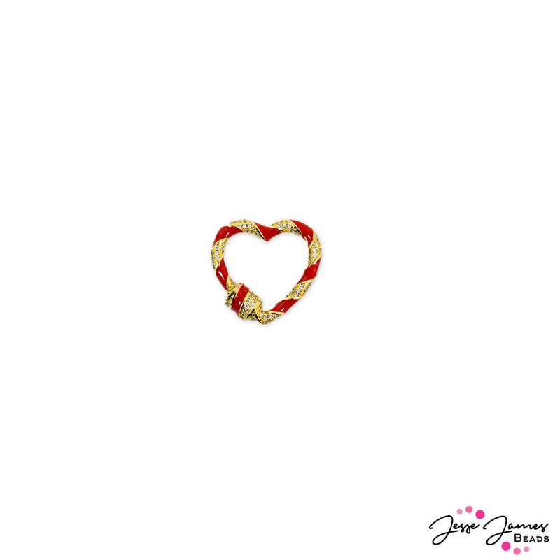 JJB Twist & Lock Clasp in Candy Striped Heart