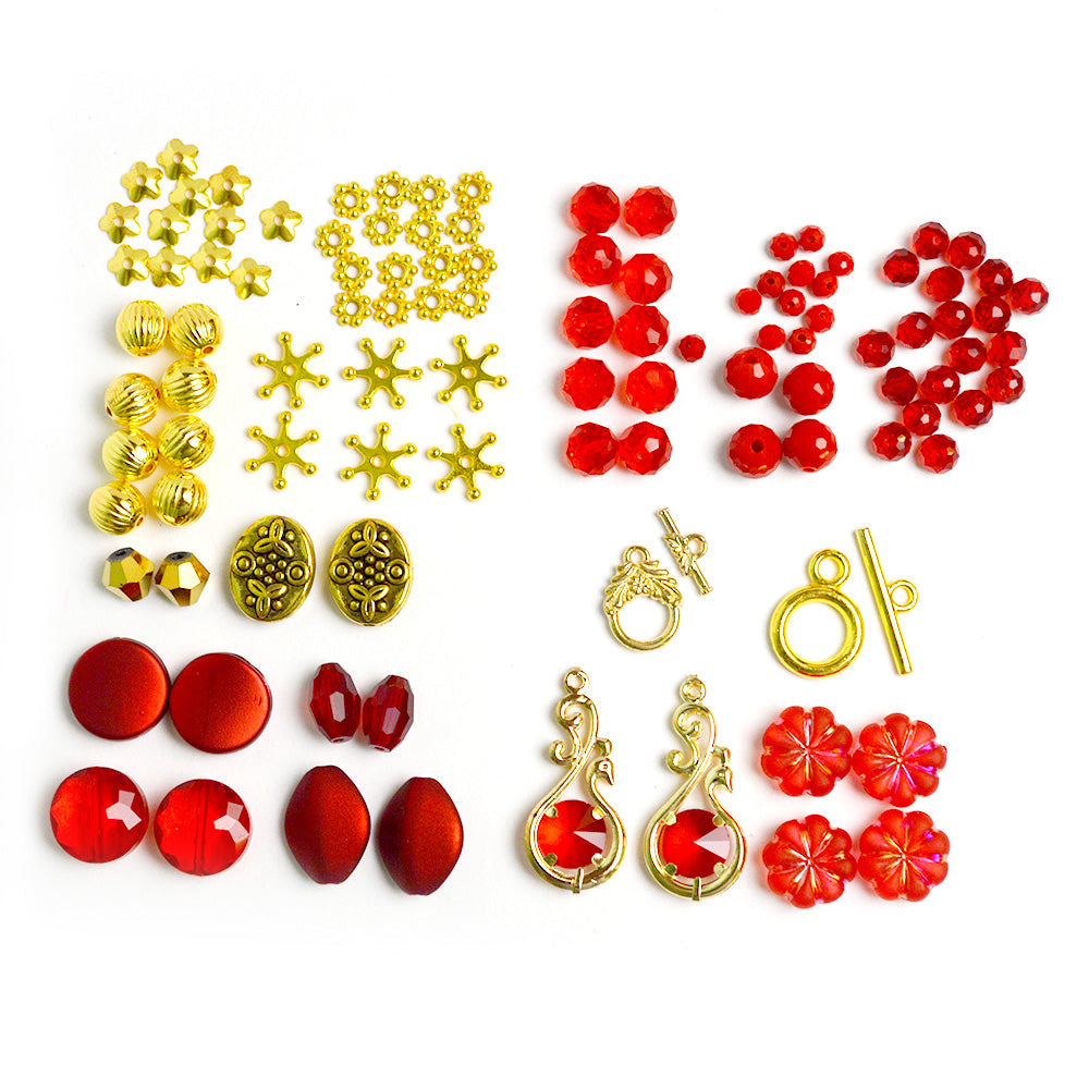 JJB Window Box Bead Mix in Red