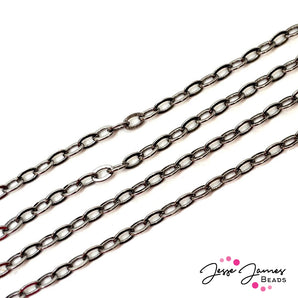Chain Bitty Big Oval in Gunmetal