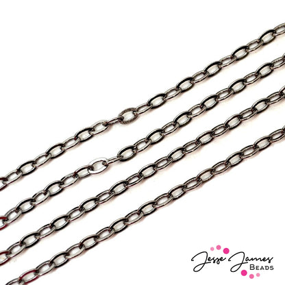 Chain Bitty Big Oval in Gunmetal