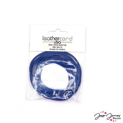 2mm Round LeatherCord USA Blue