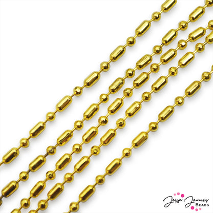 Metal Chain in Gold Ball & Bar