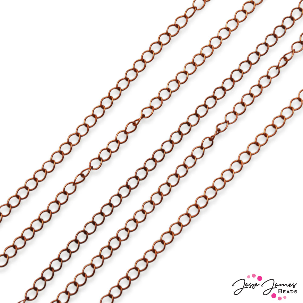 Metal Chain in Twisted Curb Copper