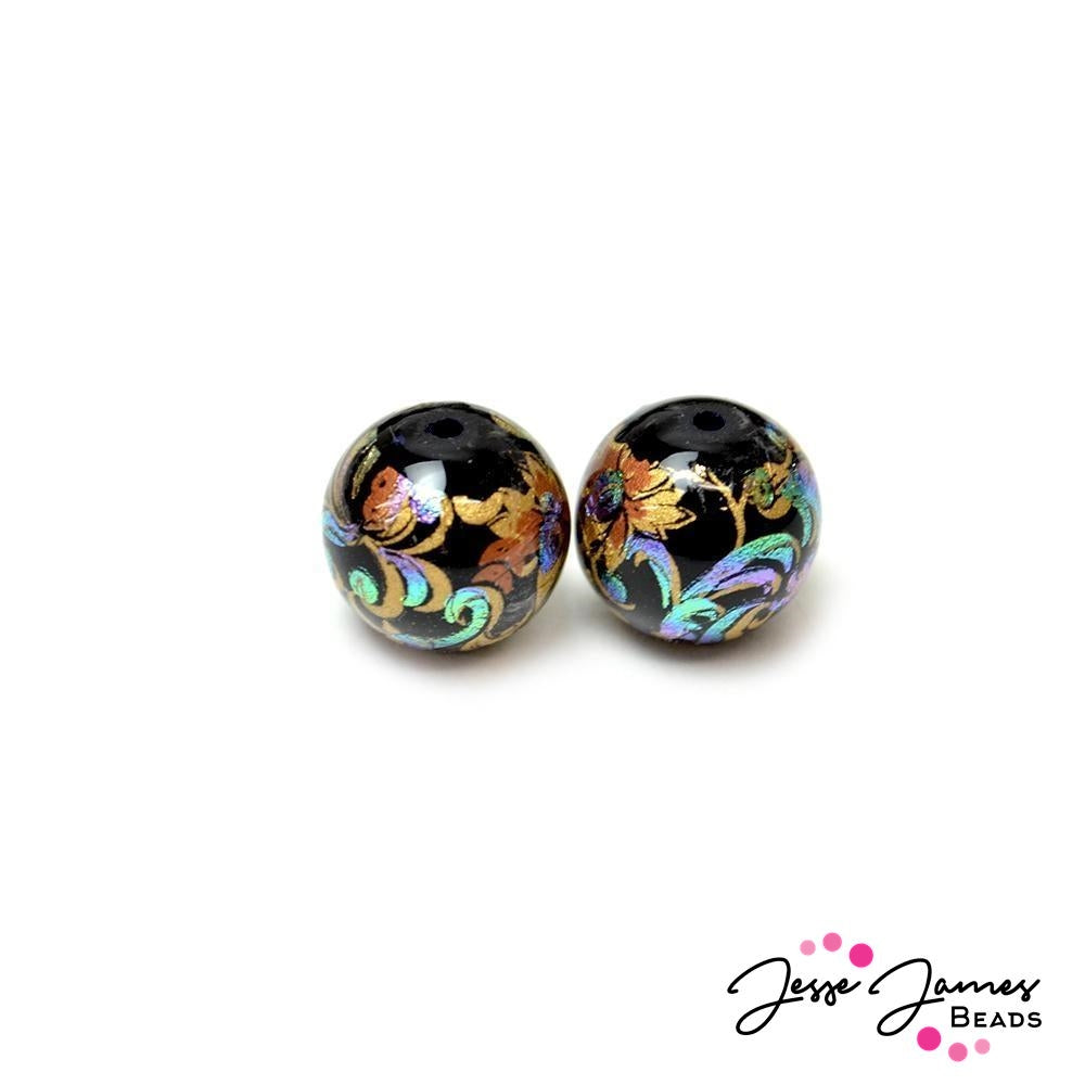 Japanese Tensha Bead Pair Mini Holographic Haze 12MM