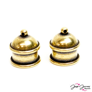 Pagoda Cord End Pairs in Antique Gold