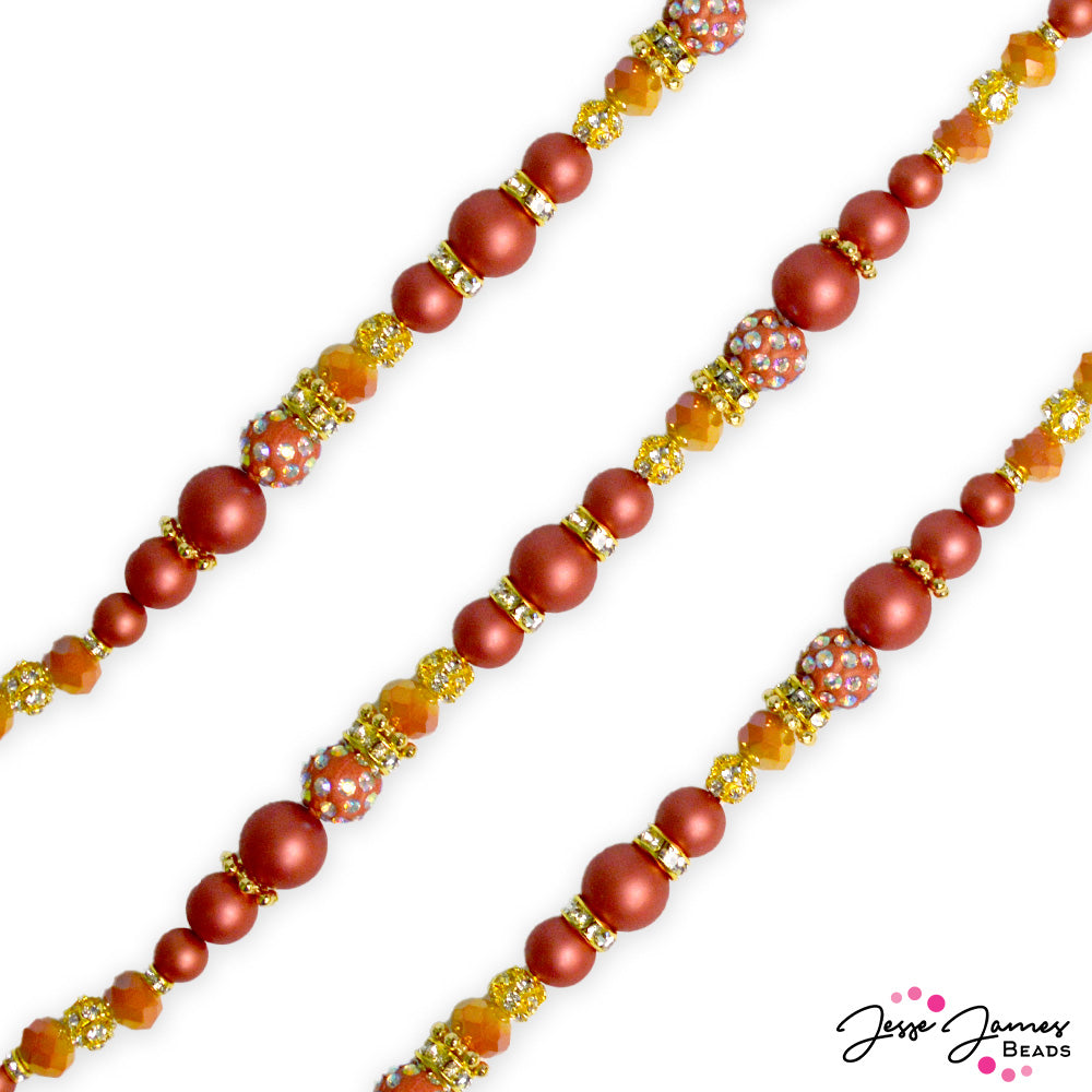 Pantone 2023/2024 Pearls Bead Strand in Burnt Sienna