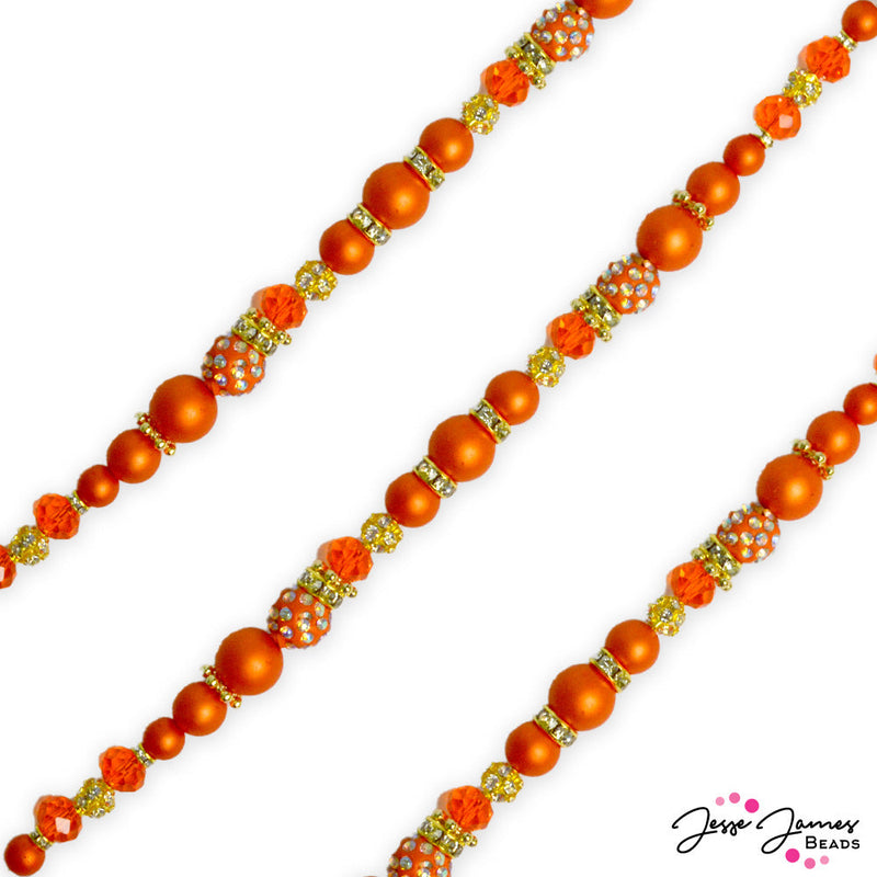 Pantone 2023/2024 Pearls Bead Strand in Red Orange