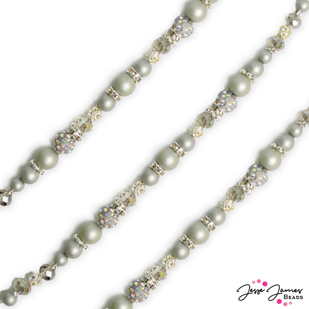 Pantone 2023/2024 Pearls Bead Strand in Silver Birch