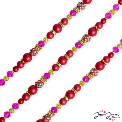 Pantone 2023/2024 Pearls Bead Strand in Viva Magenta