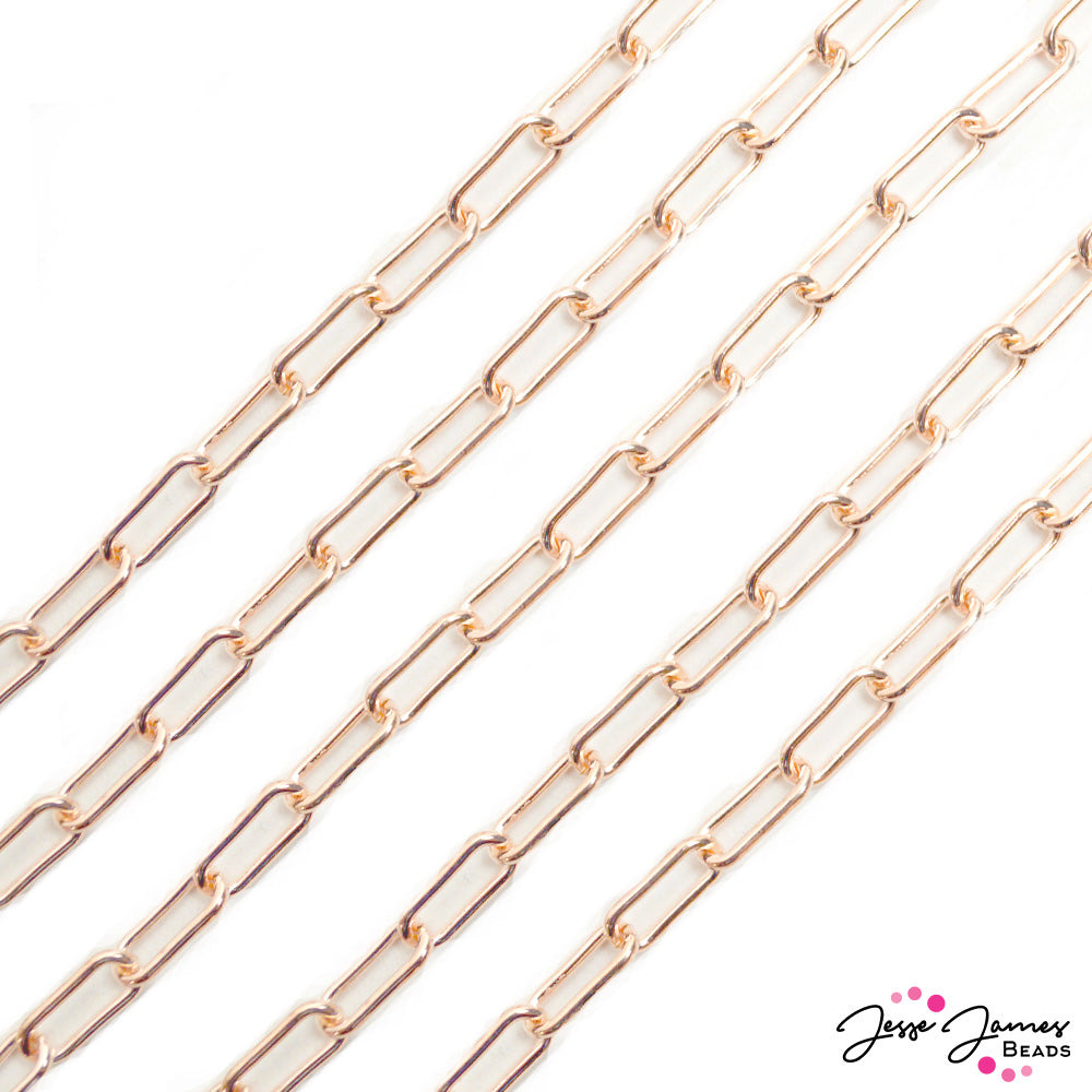 Antique Copper Interlocked Link Chain - Jesse James Beads