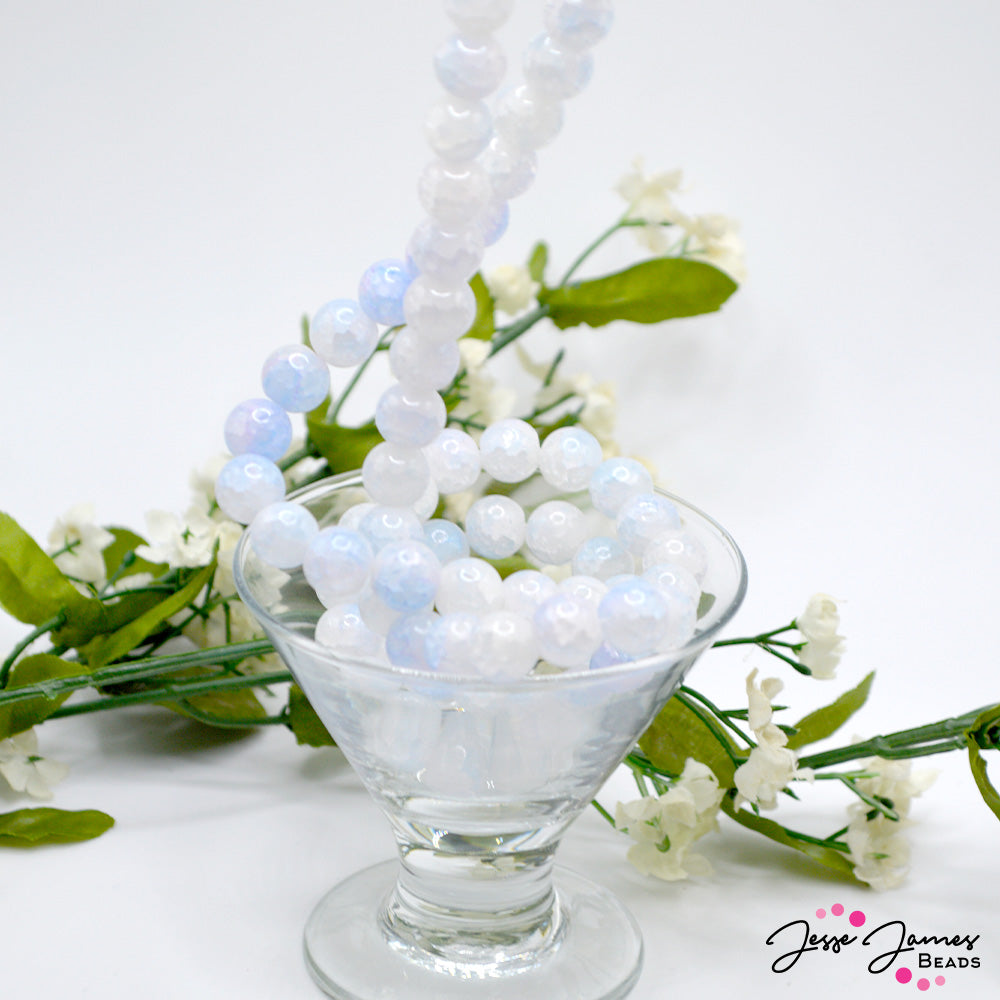 Partly Cloudy Periwinkle Glass Bead Strand