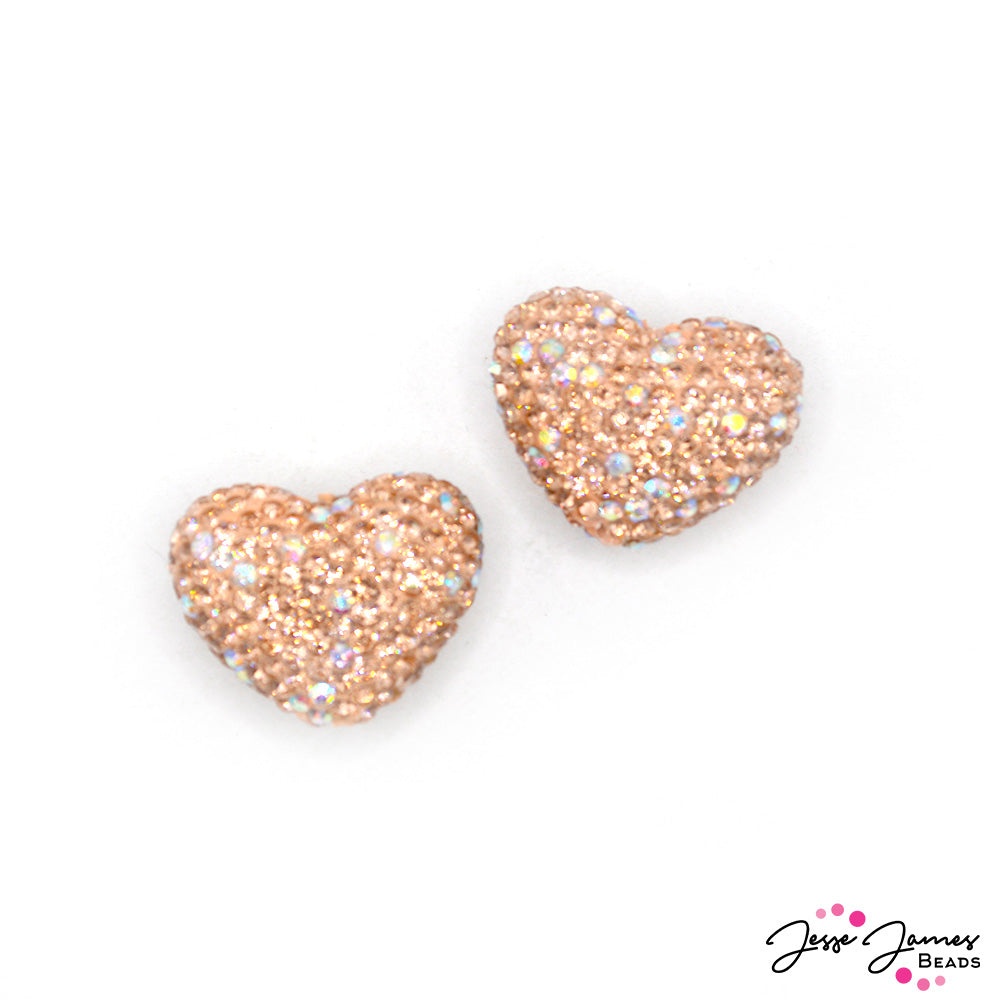 Peach Fuzz Love Rhinestone Beads