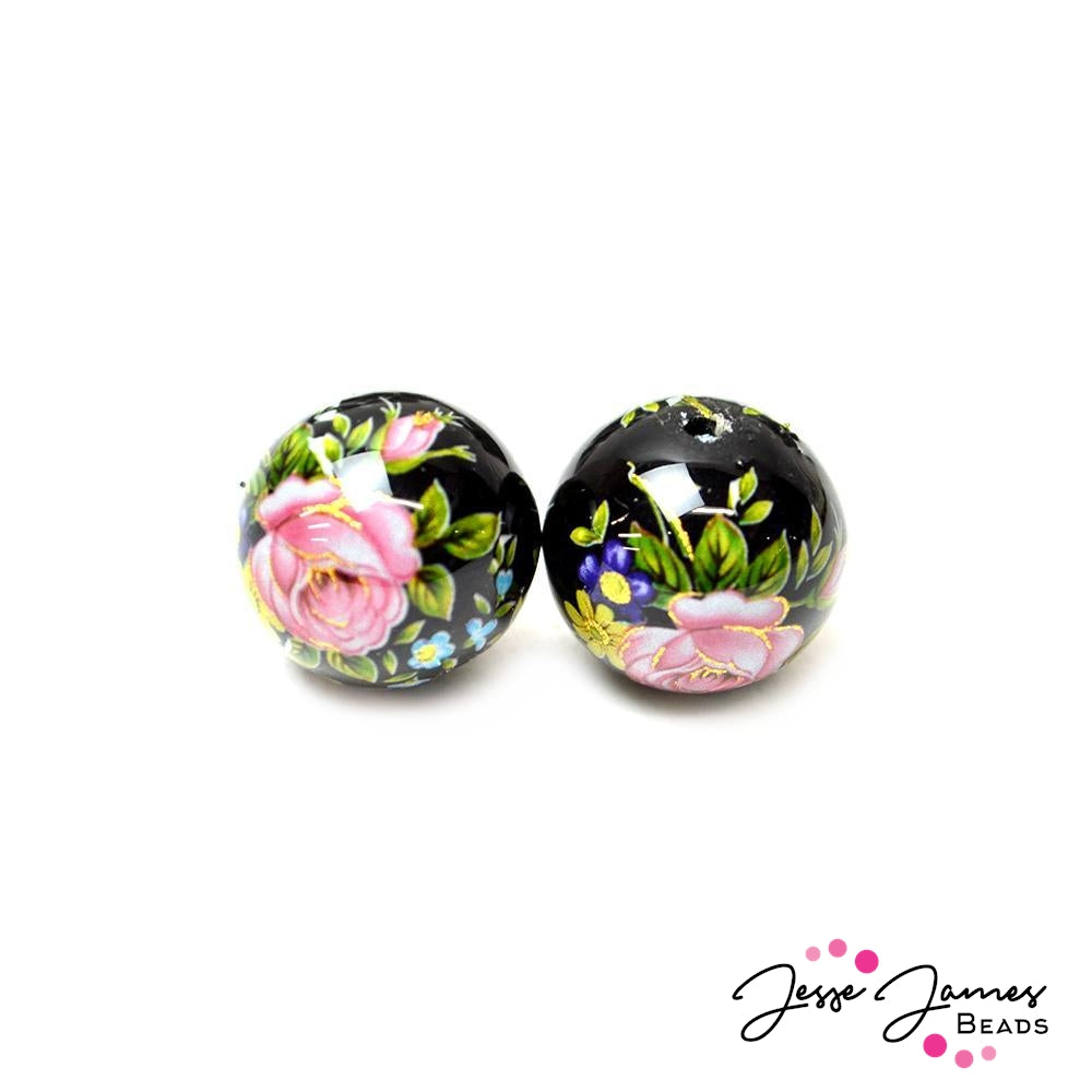 Japanese Tensha Bead Pair Garden Glow Pink 14MM