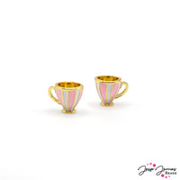 Enamel Teacup Charms in Tea Party Pink
