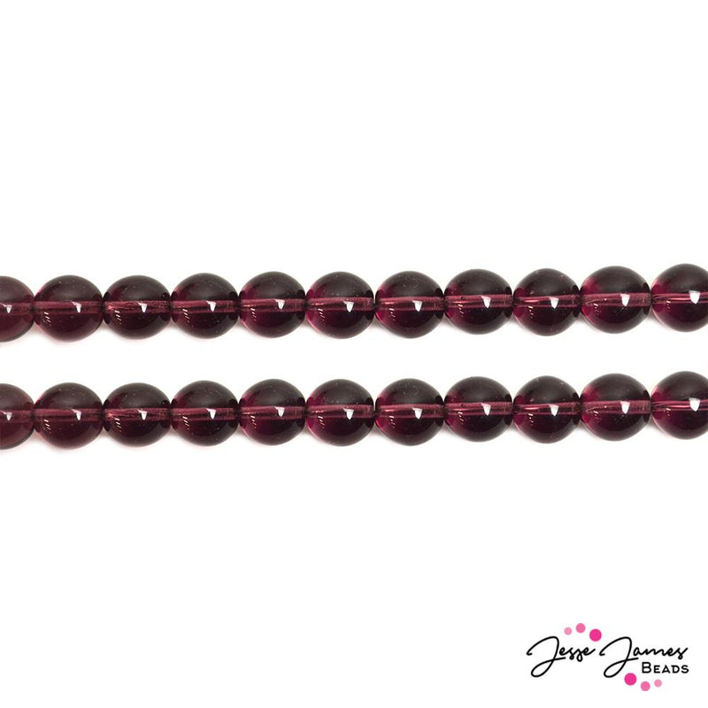Purple Amethyst Round 12mm Czech Beads
